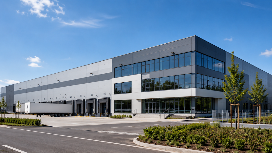 Logistikzentrum mit Bürotrakt und Ladezone